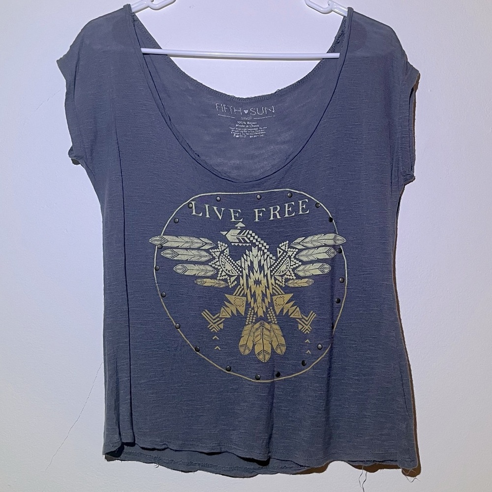 Fifth Sun Nomad “Live Free” Loose Fit Shirt | Small